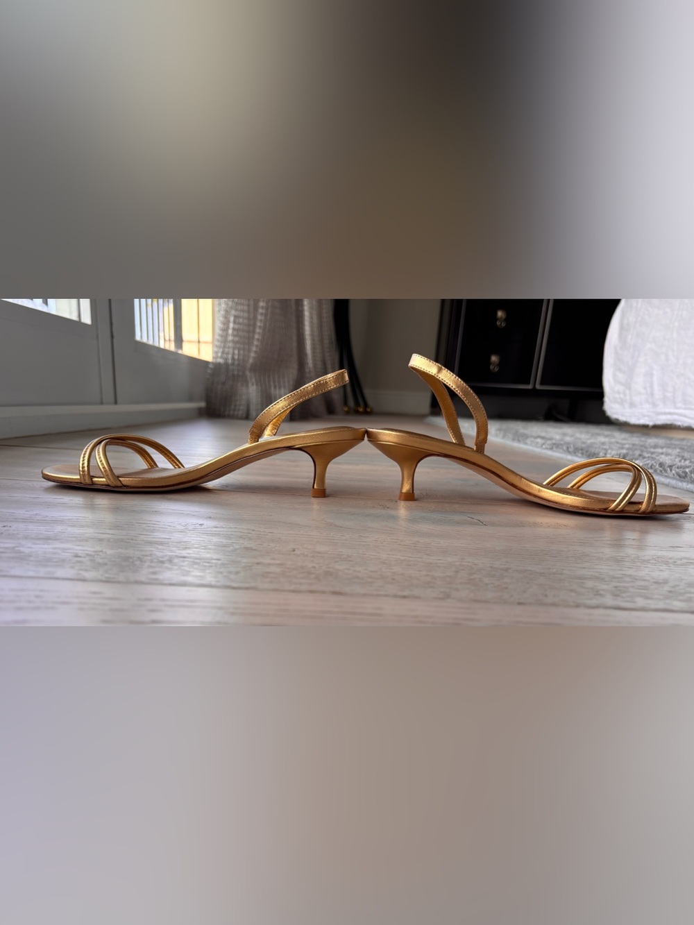 Laroude Gold Kitten-Heel Slingback Sandals